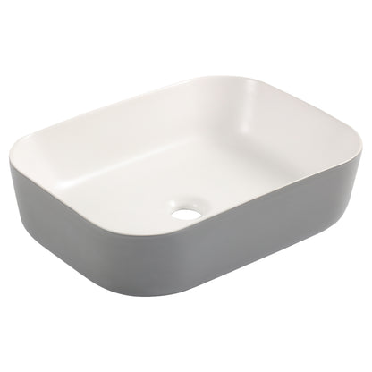 Opbouw waskom Differnz Zena rechthoek 48cm keramiek grijs en wit