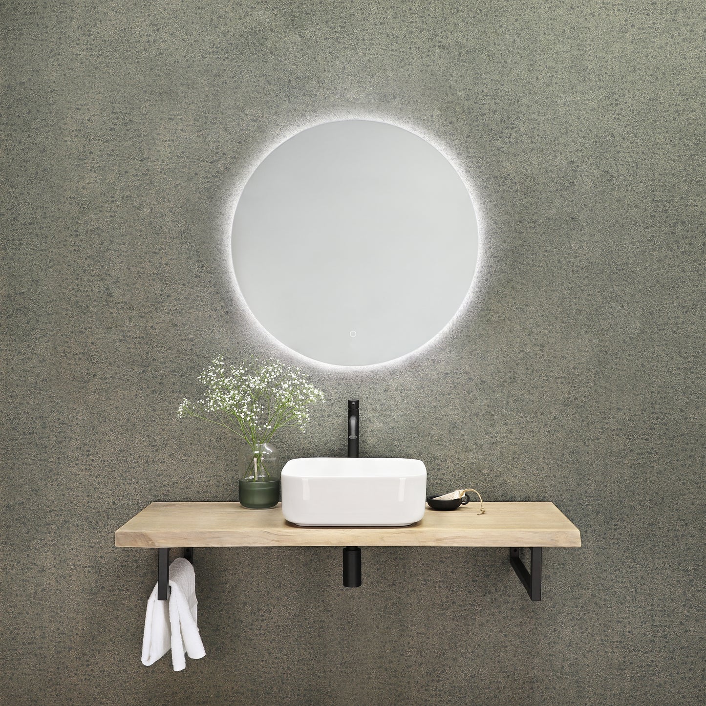Opbouw waskom Differnz Guido rond 40cm keramiek wit