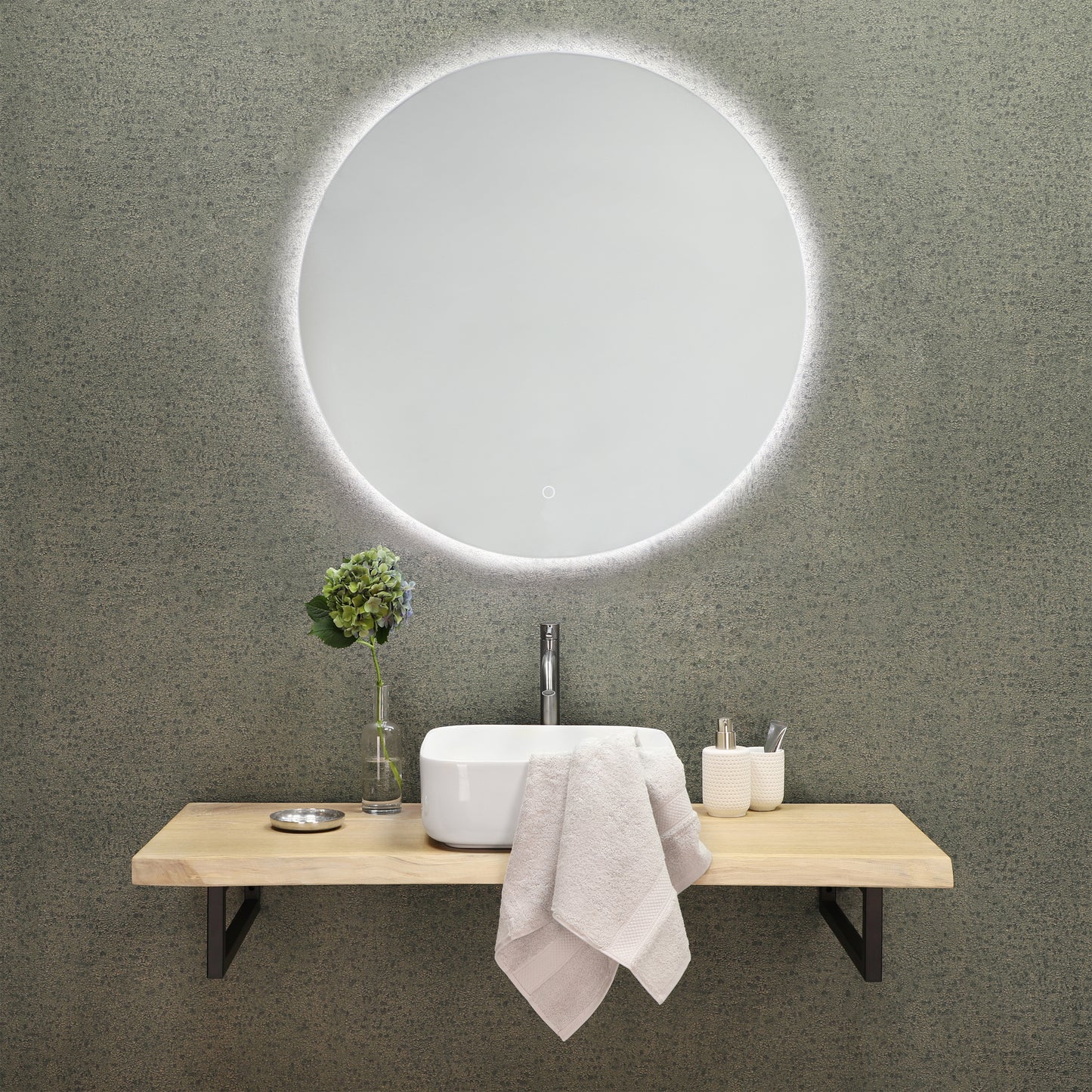 Opbouw waskom Differnz Guido rond 40cm keramiek wit