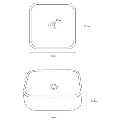 Opbouw waskom Differnz Guido rond 40cm keramiek wit