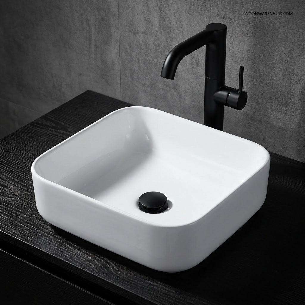 Opbouw waskom Differnz Guido rond 40cm keramiek wit
