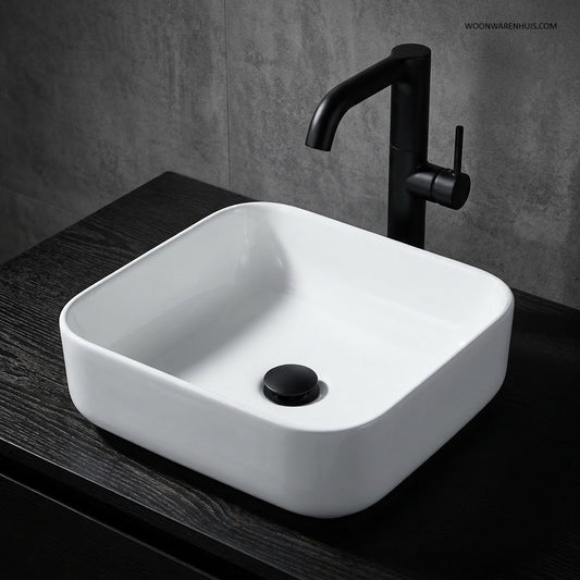 Opbouw waskom Differnz Guido rond 40cm keramiek wit