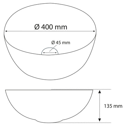 Opbouw waskom Differnz Bowl rond 40cm keramiek mat goud