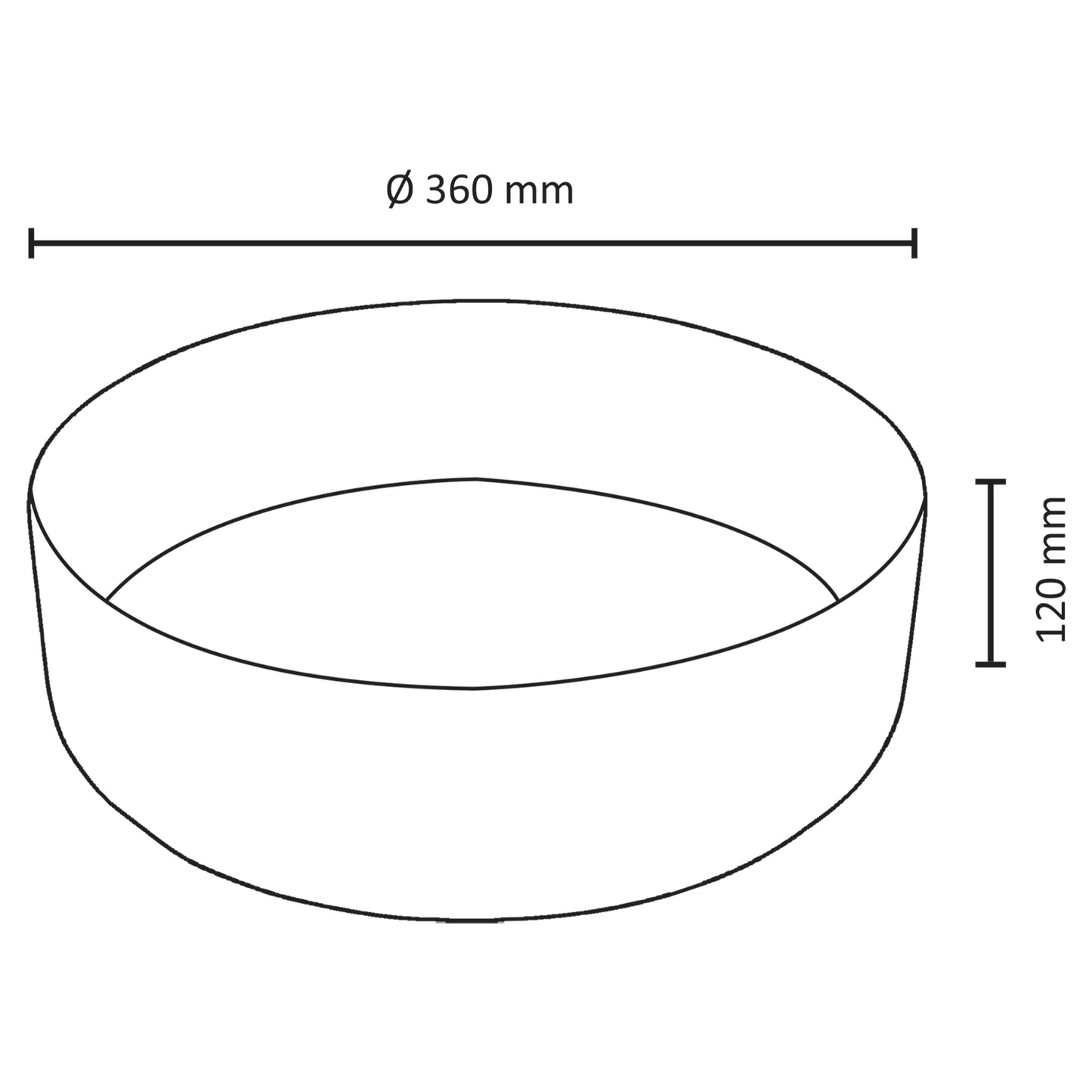 Opbouw waskom Differnz Mira rond 36cm keramiek wit