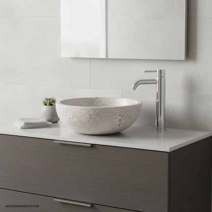 Opbouw waskom Differnz Bowl rond 40cm terrazzo grijs