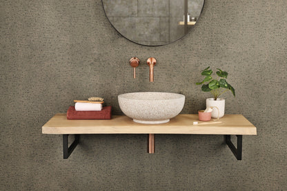 Opbouw waskom Differnz Bowl rond 40cm terrazzo bruin en beige