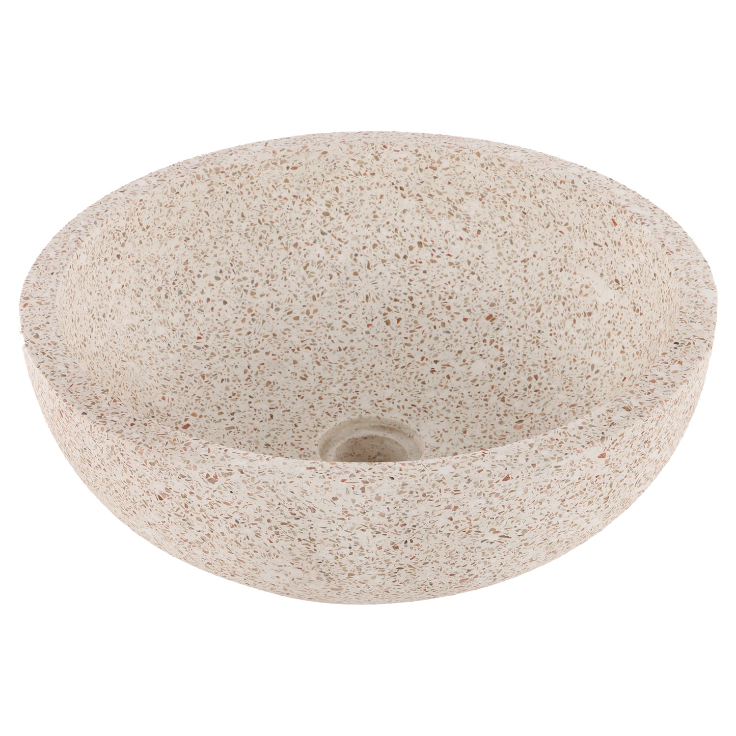 Opbouw waskom Differnz Bowl rond 40cm terrazzo bruin en beige
