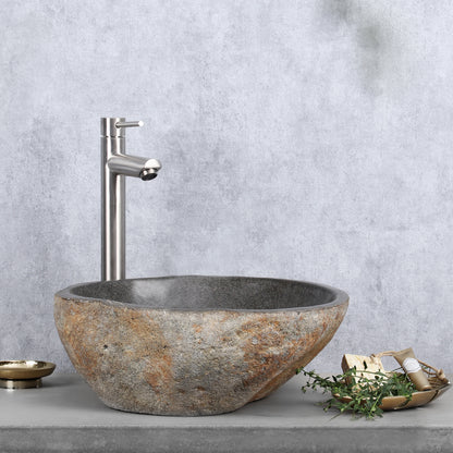 Opbouw waskom Differnz Lombok 36cm riverstone beige en grijs