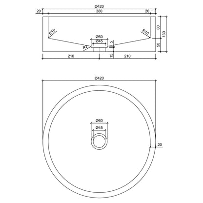 Opbouw waskom Differnz Marba rond 42cm beton donkergrijs