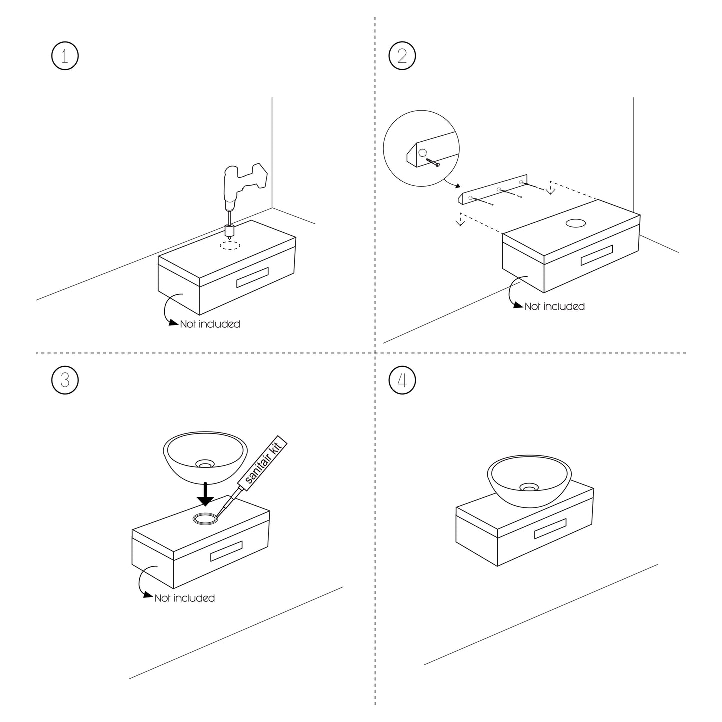 Opbouw waskom Differnz Dias rond 50cm beton donkergrijs