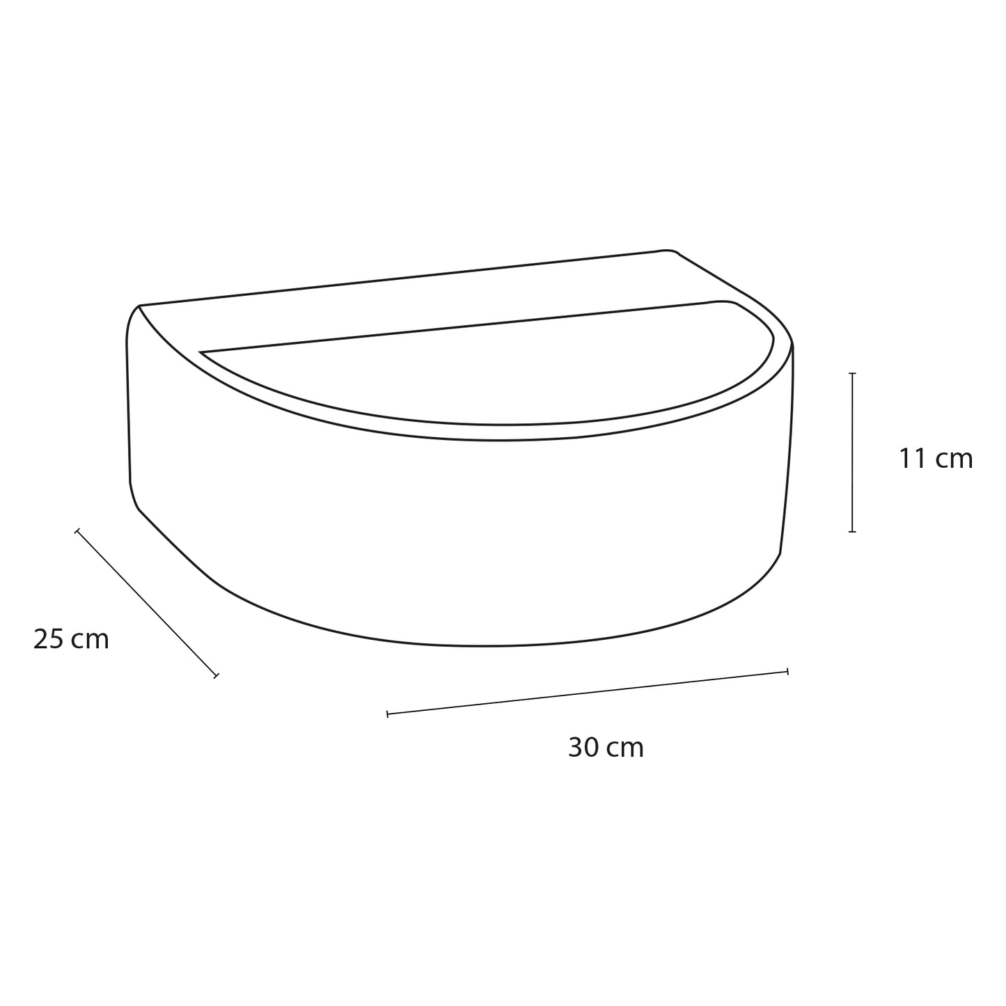 Opbouw waskom Differnz Demi halfrond 30cm beton donkergrijs