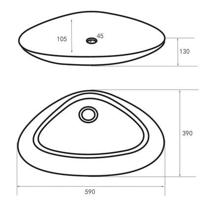 Opbouw waskom Differnz Rigi ovaal 59cm keramiek wit