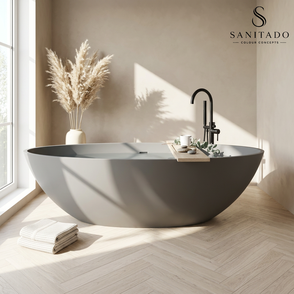 Vrijstaand ligbad Sanitado Elements Just New solid surface 180x85cm mat grijs
