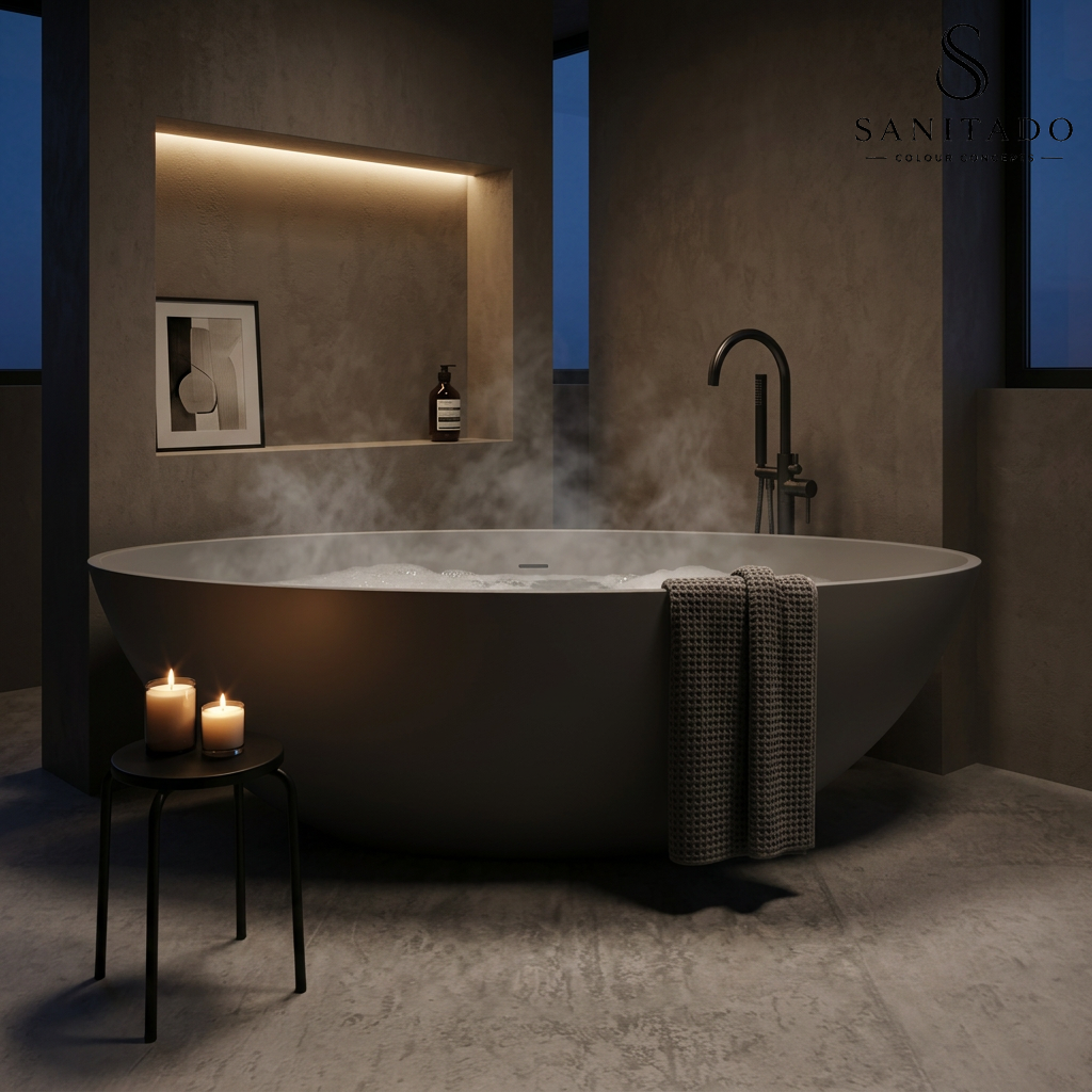 Vrijstaand ligbad Sanitado Elements Just New solid surface 180x85cm mat grijs