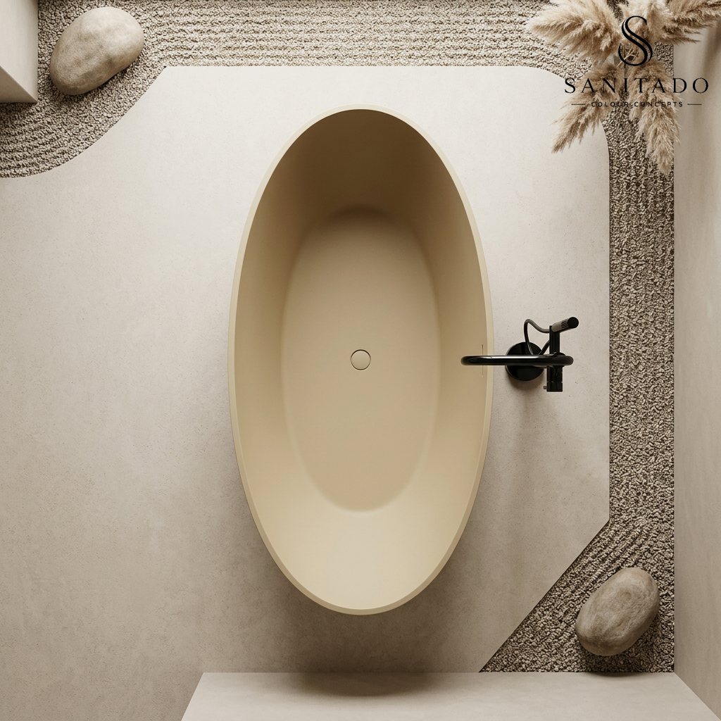 Vrijstaand ligbad Sanitado Elements Just New solid surface 180x85cm mat beige