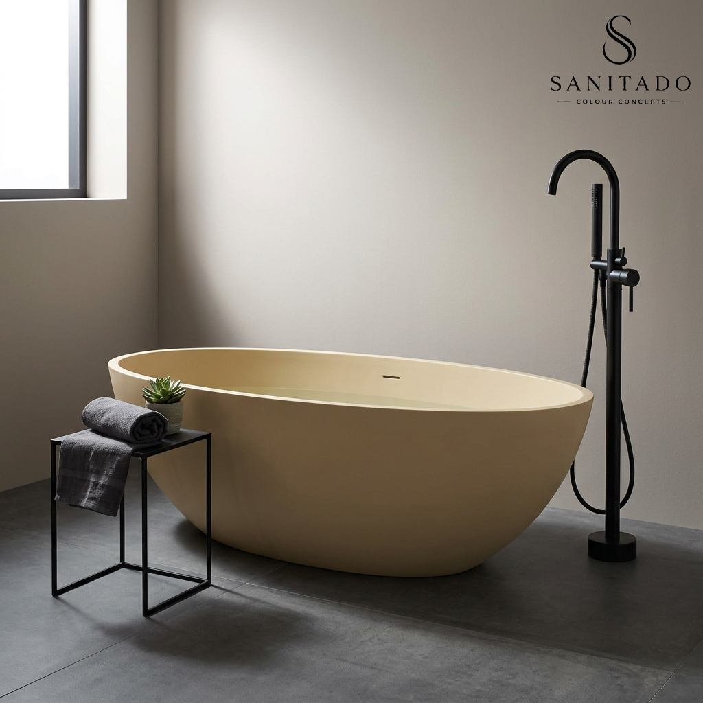 Vrijstaand ligbad Sanitado Elements Just New solid surface 180x85cm mat beige