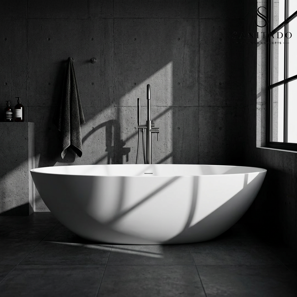 Vrijstaand ligbad Sanitado Elements Just New solid surface 180x85cm mat wit