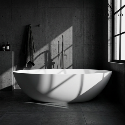 Vrijstaand ligbad Sanitado Elements Just New solid surface 180x85cm mat wit