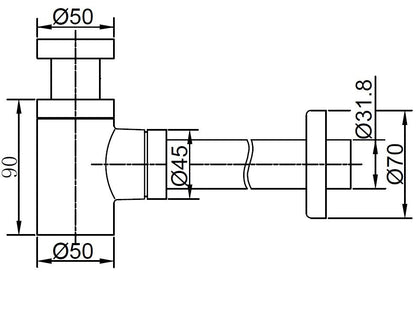 Sanitado Industry Luxe Afvoer Bekersifon 5/4"x32mm RVS