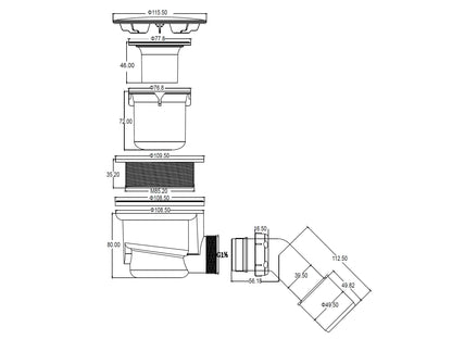 Sanitado Elements Douchebaksifon 90mm Chroom Afdekplaat