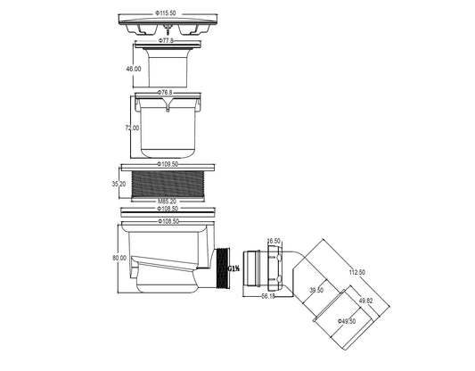Sanitado Elements Douchebaksifon 90mm Chroom Afdekplaat