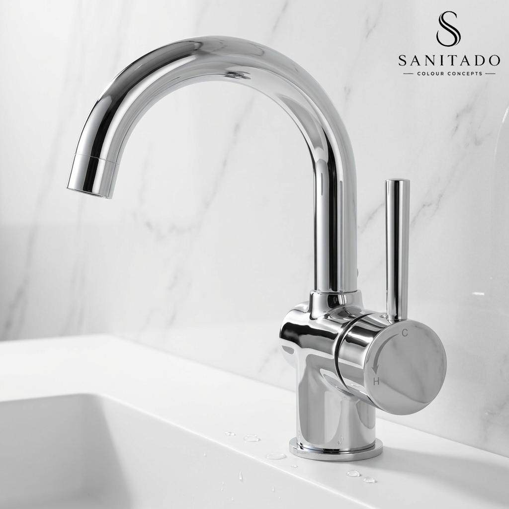 Sanitado Industry Luxe Wastafelkraan Draaibaar Chroom Coldstart