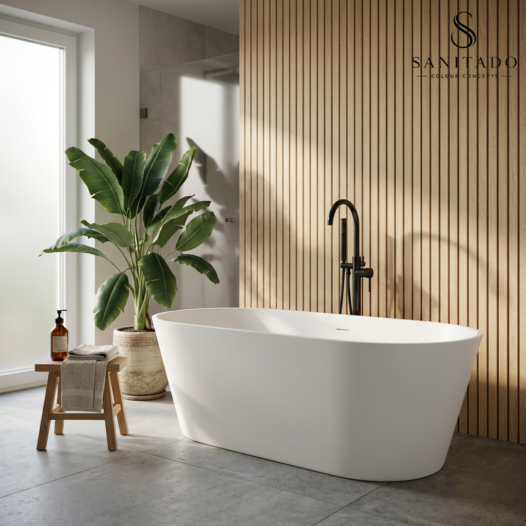 Vrijstaand ligbad Sanitado Elements Mooi solid surface169x81cm mat wit