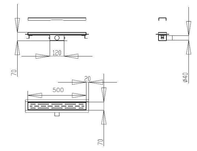 Douchegoot 50cm met flens Sanitado Industry Nice in RVS