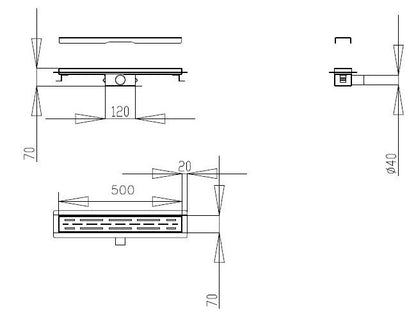 Douchegoot 50cm met flens Sanitado Industry Nice in RVS