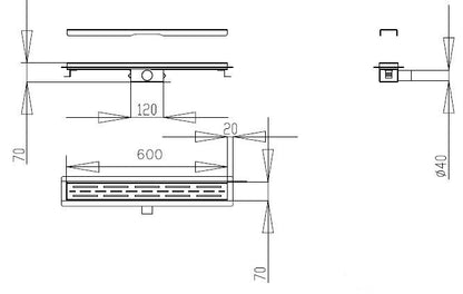Douchegoot 60cm met flens Sanitado Industry Nice in RVS