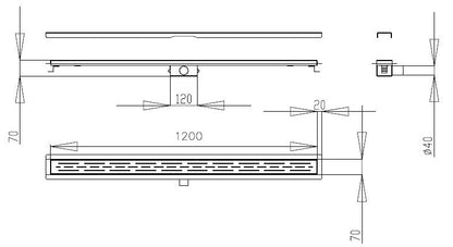 Douchegoot 120cm met flens Sanitado Industry Nice in RVS