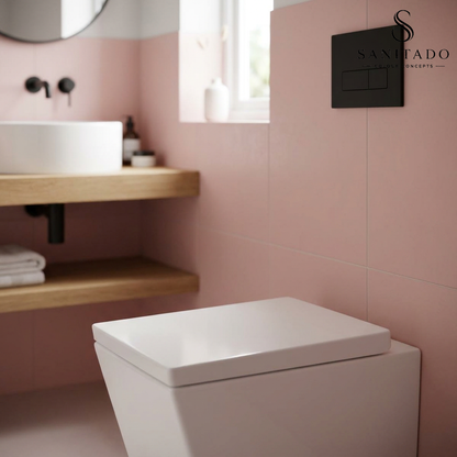 Wandcloset Sanitado Elements Square diepspoel met toiletzitting in glanzend wit