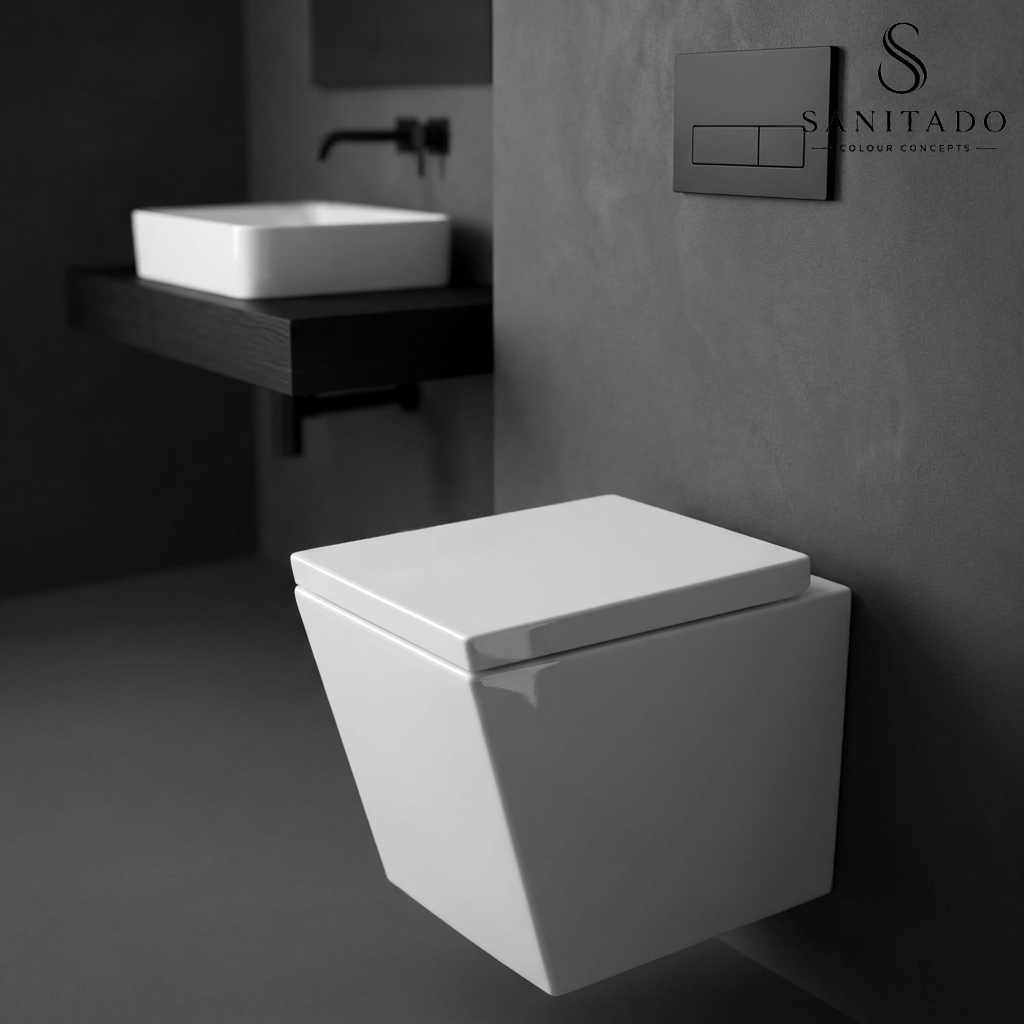 Wandcloset Sanitado Elements Square diepspoel met toiletzitting in glanzend wit
