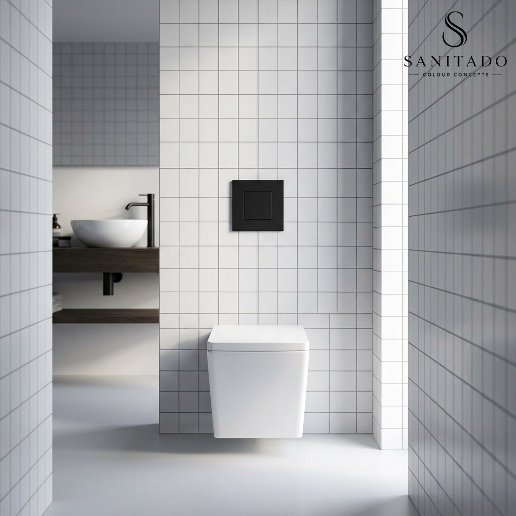 Wandcloset Sanitado Elements Square diepspoel met toiletzitting in glanzend wit