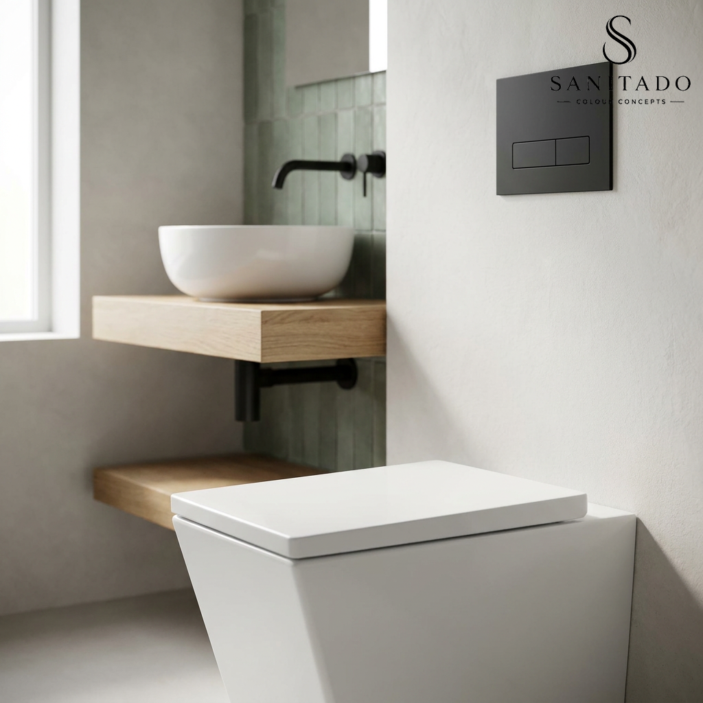 Wandcloset Sanitado Elements Square diepspoel met toiletzitting in glanzend wit