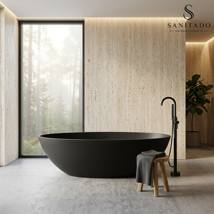 Vrijstaand ligbad Sanitado Elements Just New solid surface 180x85cm mat zwart