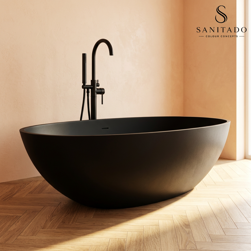 Vrijstaand ligbad Sanitado Elements Just New solid surface 180x85cm mat zwart