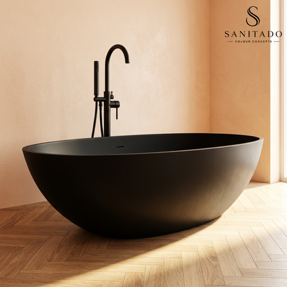 Vrijstaand ligbad Sanitado Elements Just New solid surface 180x85cm mat zwart