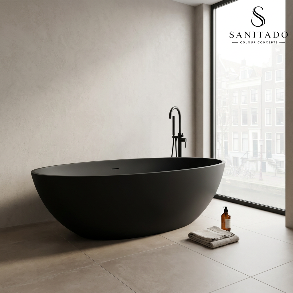 Vrijstaand ligbad Sanitado Elements Just New solid surface 180x85cm mat zwart