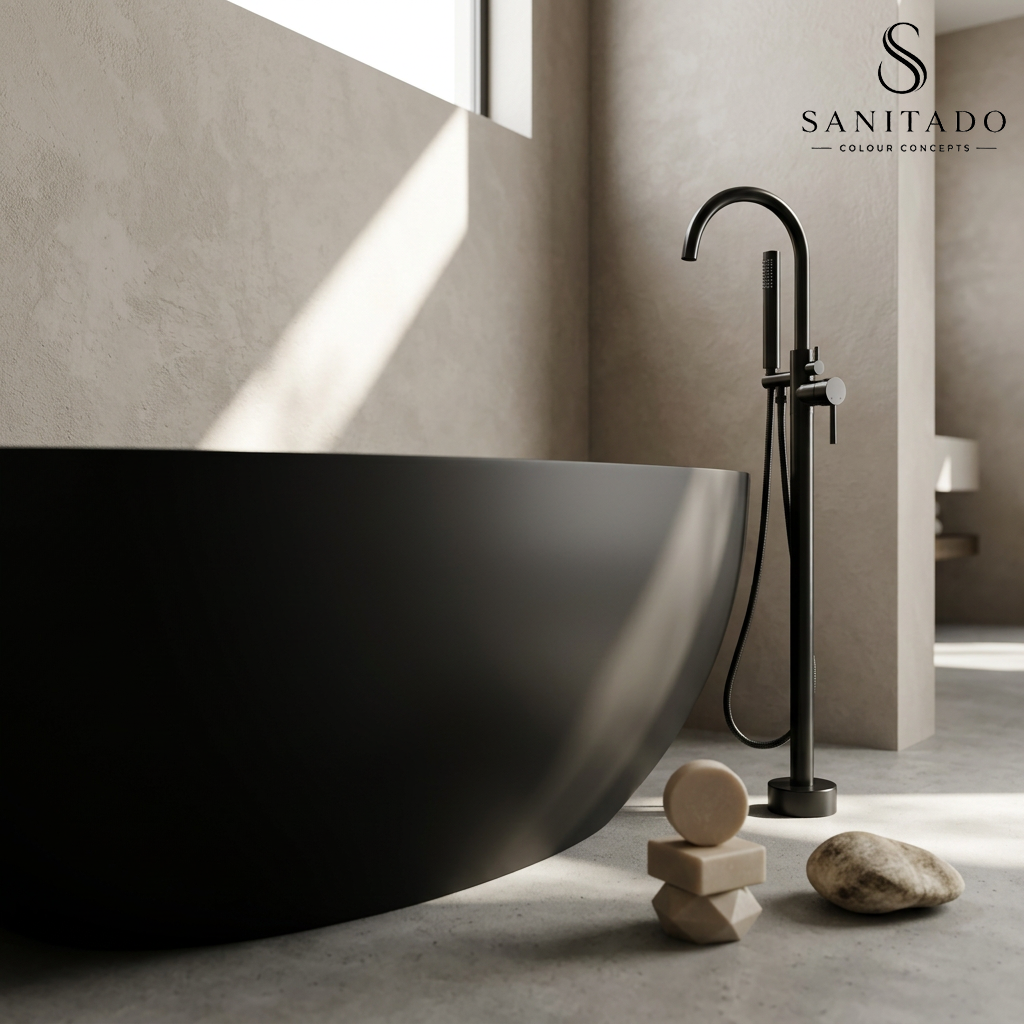 Vrijstaand ligbad Sanitado Elements Just New solid surface 180x85cm mat zwart