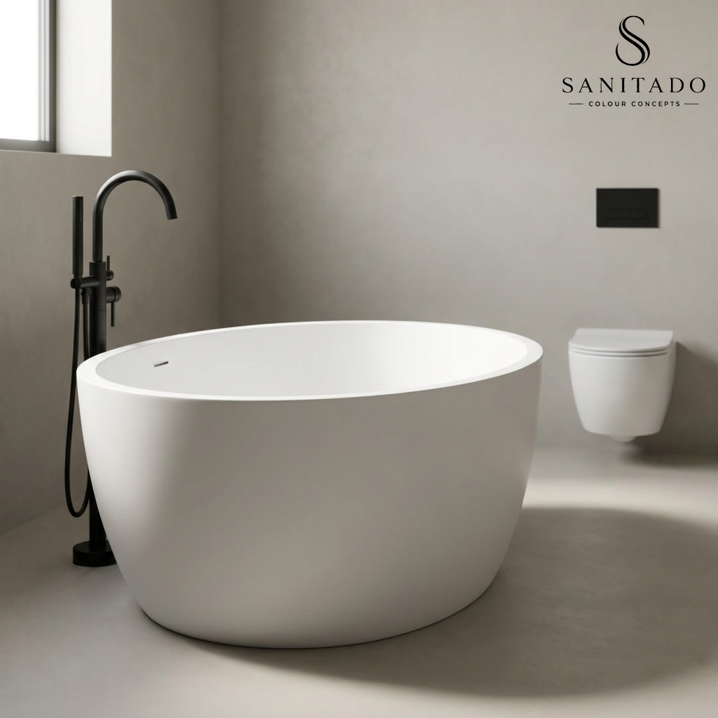 Vrijstaand ligbad Sanitado Elements Cirkel 153cm mat wit - stijlvol rond ligbad