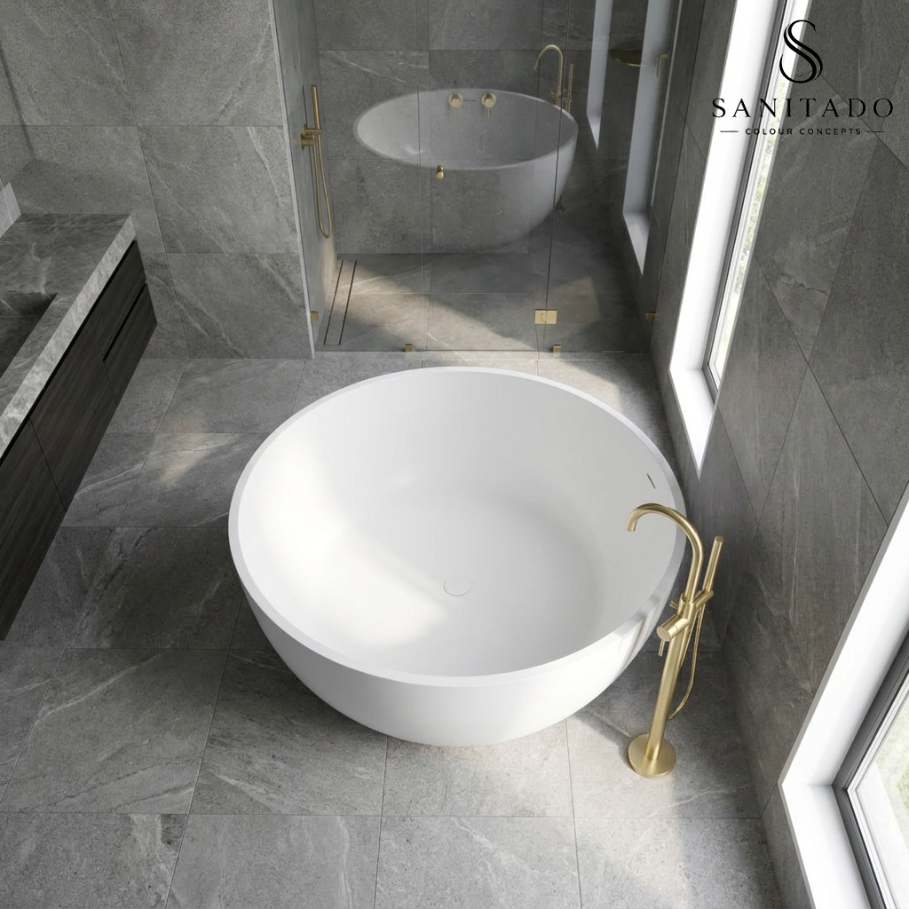 Vrijstaand ligbad Sanitado Elements Cirkel 153cm mat wit