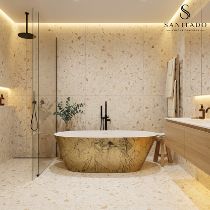 Vrijstaand ligbad Sanitado Industry Gold brush 172x75cm mat goud en wit