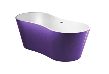 Vrijstaand ligbad Sanitado Rainbow Purple sparkle 174x77cm paars en glanzend wit