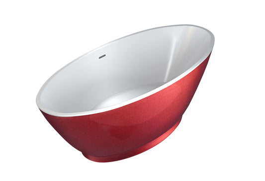 Vrijstaand ligbad Sanitado Rainbow Red brush 178x78cm rood en glanzend wit