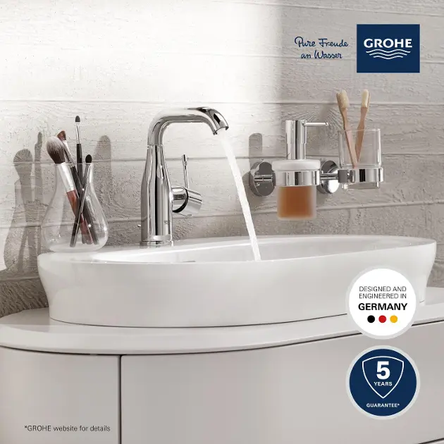 Wastafelmengkraan Grohe Essence New M-size hoge draaibare uitloop Enjoy chroom