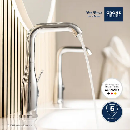 Wastafelmengkraan Grohe Essence New M-size hoge draaibare uitloop Enjoy chroom