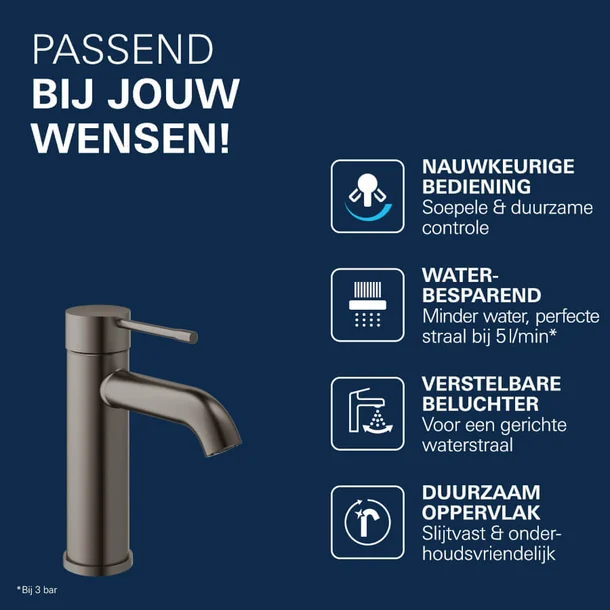 Wastafelmengkraan Grohe Essence S-size geborsteld hard graphite