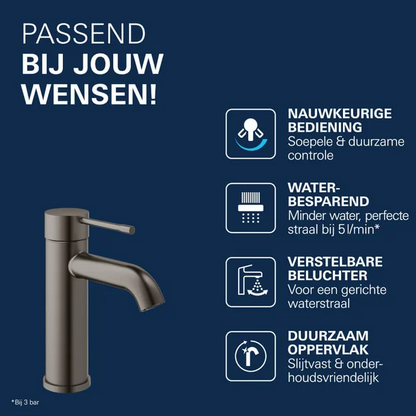 Wastafelmengkraan Grohe Essence S-size geborsteld hard graphite