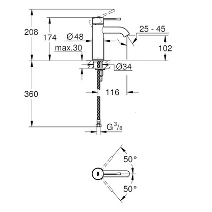 Wastafelmengkraan Grohe Essence S-size geborsteld hard graphite